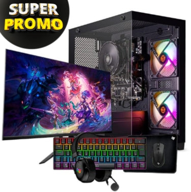 PC Gamer Completo Mancer, AMD RYZEN 5 3400G, 16GB DDR4, SSD 480GB, Kit de Periféricos + Monitor