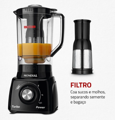Liquidificador Mondial Turbo Power 550W L-99 FB com Copo 2,7L – 2 Velocidades + Pulsar
