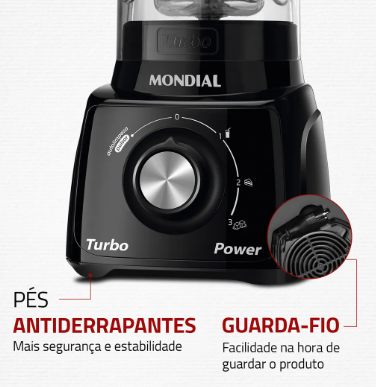 Liquidificador Mondial Turbo Power 550W L-99 FB com Copo 2,7L – 2 Velocidades + Pulsar
