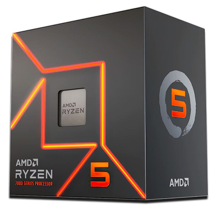 Processador AMD Ryzen 5 7600, 6-Core, 12-Threads, 3.8GHz (5.1GHz Turbo), Cache 38MB, AM5, 100-100001015BOX