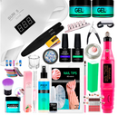 Kit Manicure Completo Gel Uv Led Cabine Sun Lixadeira Elétrica Top Coat Primer Prep Preparadores