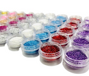 kit 12 Potinhos de Glitter Flocado Extra Fino 2 Gramas + Brilho / Varias Cores