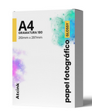 100 folhas do Papel Fotográfico 180 Premium A4 Glossy (Brilhante) (não adesivo)- p/ impressão jato de tinta.