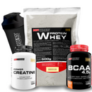 Kit Whey Protein 500g + BCAA 100g + Power Creatina 100g + Coqueteleira - Bodybuilders