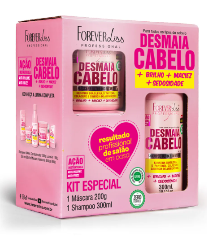 Kit Especial Desmaia Cabelo Forever Liss Com Shampoo 300ml E Máscara 200g