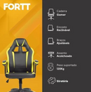 Cadeira Gamer Fortt Lípsia, Até 120KG, Reclinável, Preto e Amarelo - Cgf002-am