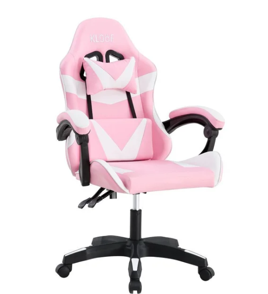 Cadeira Giratória Gamer Kl1 - Branco e Rosa Branco e Rosa
