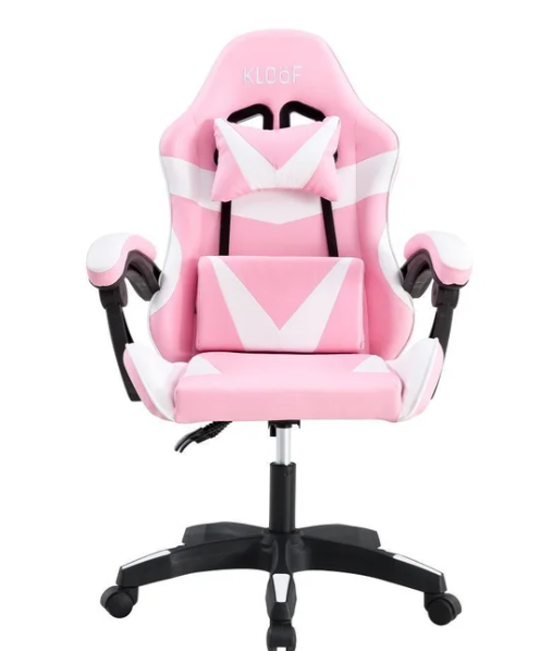 Cadeira Giratória Gamer Kl1 - Branco e Rosa Branco e Rosa