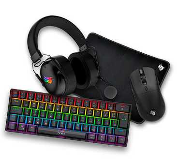 Combo Gamer Pichau Netuno V2 4x1, Rainbow, Teclado Mecanico ABNT2, Mouse 4200DPI, Mousepad Medio, Headset Drivers 50mm, PG-NTNX-RBW01