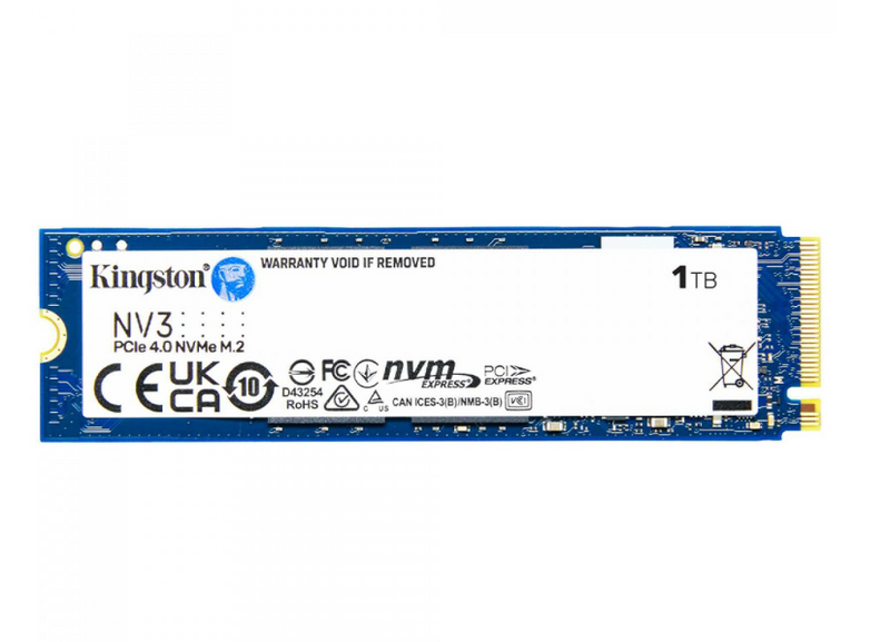 SSD Kingston NV3, 1TB, M.2 2280, PCIe NVMe, Leitura 6000MB/s, Gravacao 4000MB/s, SNV3S-1000G