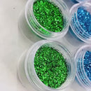 kit 12 Potinhos de Glitter Flocado Extra Fino 2 Gramas + Brilho / Varias Cores